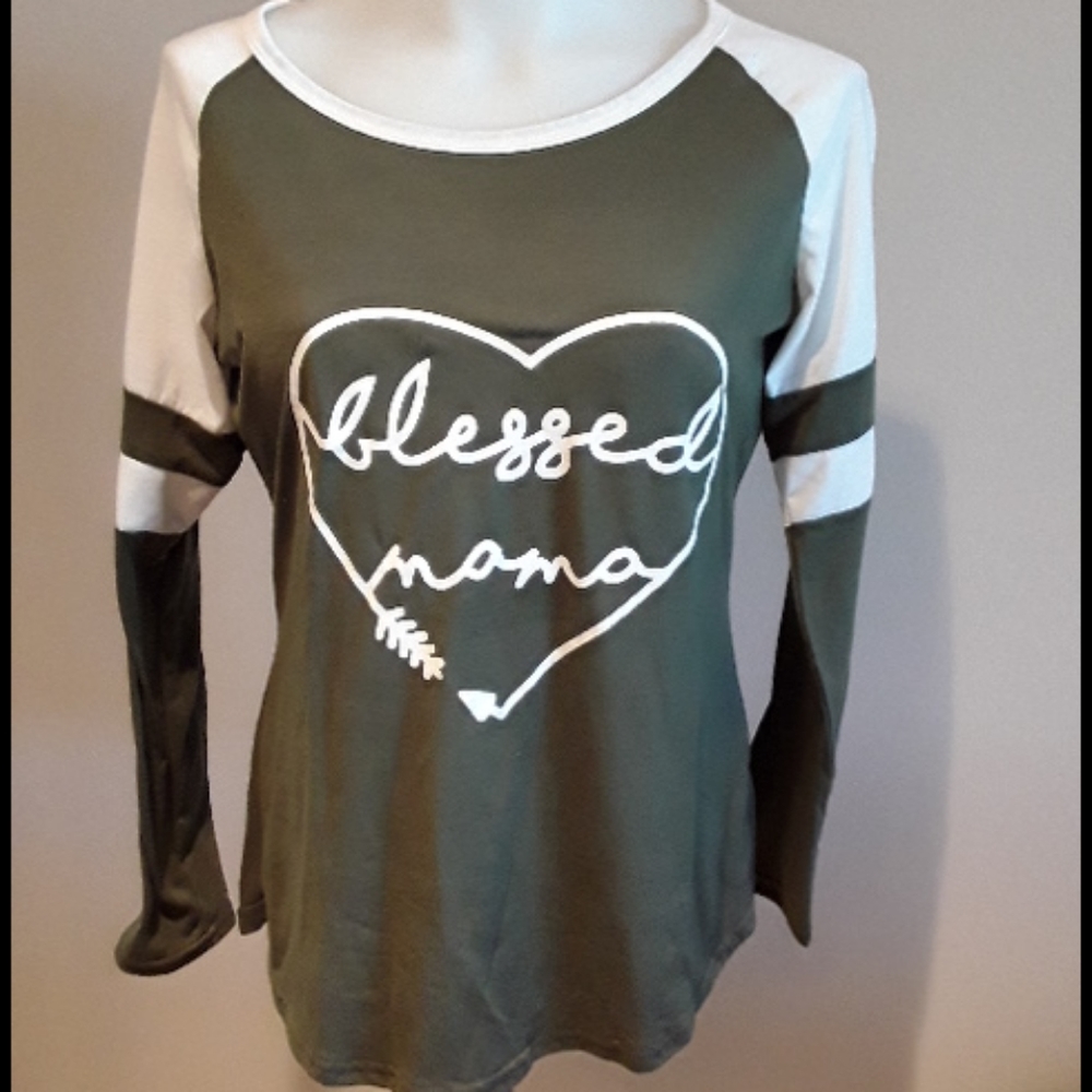 Blessed mama, long sleeve tee, Size Medium